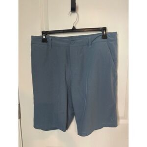 Hang Ten Mens Hybrid Shorts Blue Micro Grid Performance Golf Active Size 30